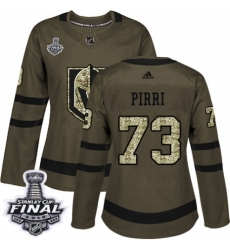 Women's Adidas Vegas Golden Knights #73 Brandon Pirri Authentic Green Salute to Service 2018 Stanley Cup Final NHL Jersey