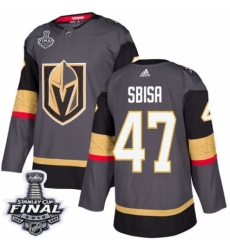 Men's Adidas Vegas Golden Knights #47 Luca Sbisa Authentic Gray Home 2018 Stanley Cup Final NHL Jersey