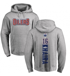 NHL Adidas Edmonton Oilers #16 Jujhar Khaira Ash Backer Pullover Hoodie