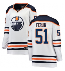 Women's Edmonton Oilers #51 Brian Ferlin Authentic White Away Fanatics Branded Breakaway NHL Jersey