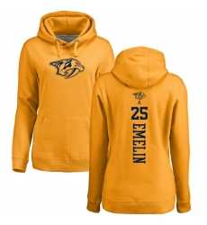 NHL Women's Adidas Nashville Predators #25 Alexei Emelin Gold One Color Backer Pullover Hoodie