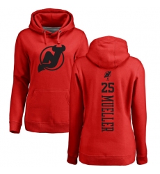 NHL Women's Adidas New Jersey Devils #25 Mirco Mueller Red One Color Backer Pullover Hoodie