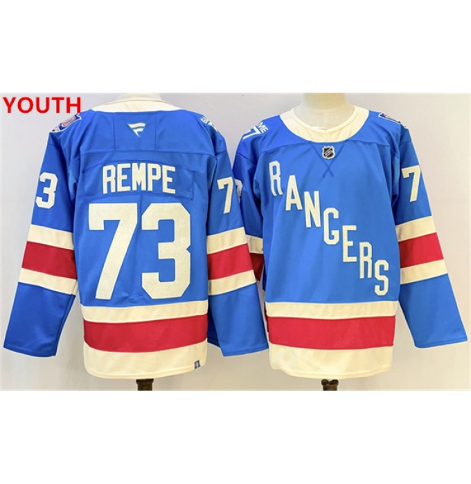 Youth new york rangers #73 matt rempe blue 2025 stitched hockey jersey
