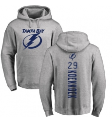 NHL Adidas Tampa Bay Lightning #29 Slater Koekkoek Ash Backer Pullover Hoodie