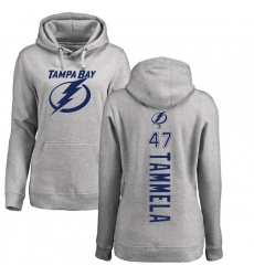 NHL Women's Adidas Tampa Bay Lightning #47 Jonne Tammela Ash Backer Pullover Hoodie