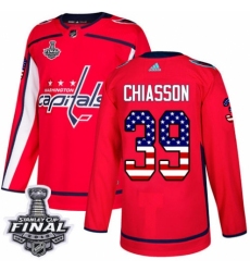Men's Adidas Washington Capitals #39 Alex Chiasson Authentic Red USA Flag Fashion 2018 Stanley Cup Final NHL Jersey