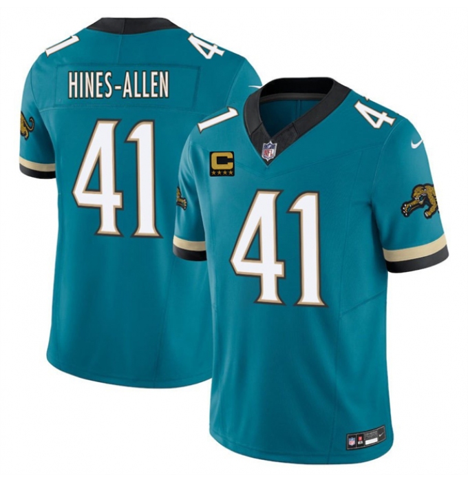 Men's Jacksonville Jaguars #41 Josh Hines-Allen Teal 2025 F.U.S.E. With 4-Star C Prowler Throwback Vapor Limited Football Stitched Jersey