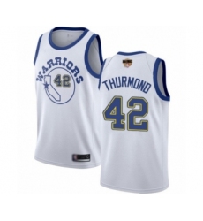Youth Golden State Warriors #42 Nate Thurmond Swingman White Hardwood Classics 2019 Basketball Finals Bound Basketball Jersey