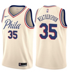 Youth Nike Philadelphia 76ers #35 Clarence Weatherspoon Swingman Cream NBA Jersey - City Edition