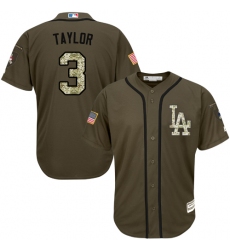 Men's Majestic Los Angeles Dodgers #3 Chris Taylor Authentic Green Salute to Service MLB Jersey