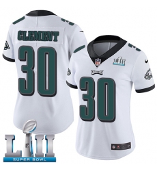 Women's Nike Philadelphia Eagles #30 Corey Clement White Vapor Untouchable Limited Player Super Bowl LII NFL Jersey
