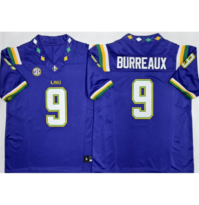 Men's LSU Tigers #9 Joe Burreaux Purple 2026 F.U.S.E. Stitched Jersey