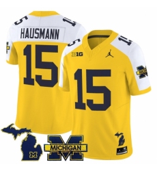Men's Michigan Wolverines #15 Ernest Hausmann Maize Alternate F U S E 2025 Vapor Limited Stitched Football Jersey