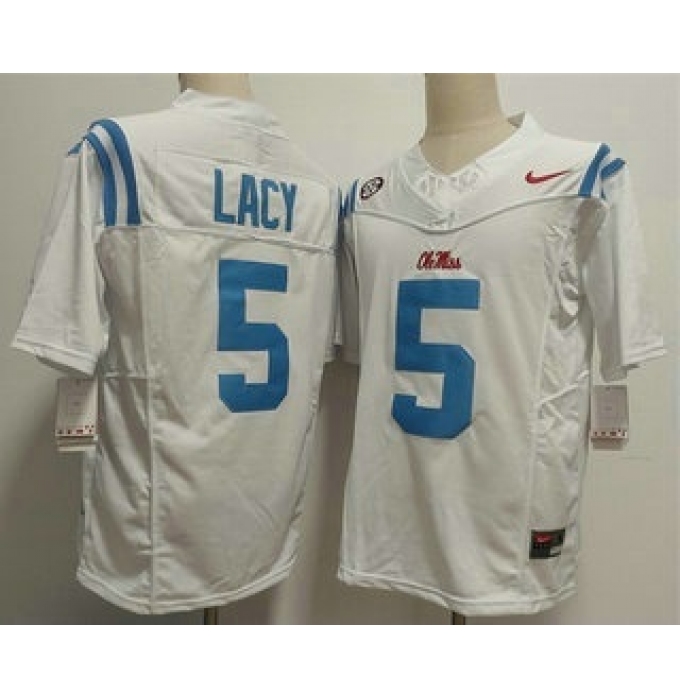 Men's Ole Miss Rebels #5 Kewan Lacy Limited White FUSE College Football Jersey