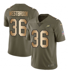 Men's Nike Philadelphia Eagles #36 Brian Westbrook Limited Olive Gold 2017 Salute to Service NFL Jersey
