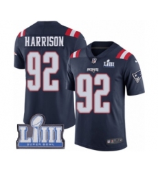 Youth Nike New England Patriots #92 James Harrison Limited Navy Blue Rush Vapor Untouchable Super Bowl LIII Bound NFL Jersey