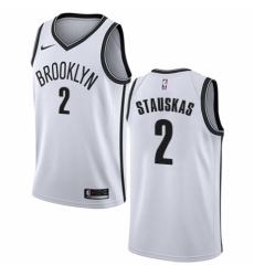 Women's Nike Brooklyn Nets #2 Nik Stauskas Authentic White NBA Jersey - Association Edition