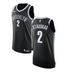 Youth Nike Brooklyn Nets #2 Nik Stauskas Authentic Black Road NBA Jersey - Icon Edition