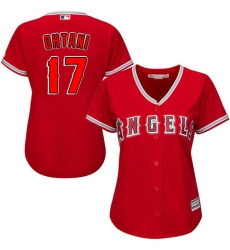 Women's Majestic Los Angeles Angels of Anaheim #17 Shohei Ohtani Authentic Red Alternate MLB Jersey