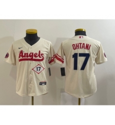 Youth Los Angeles Angels #17 Shohei Ohtani Number Cream 2022 City Connect Cool Base Stitched Jersey