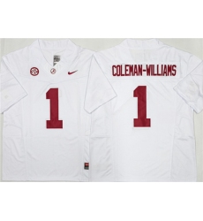 Men's Alabama Crimson Tide #1 Ryan Alexander Coleman-Williams Jr White 2026 F.U.S.E Stitched Football Jersey