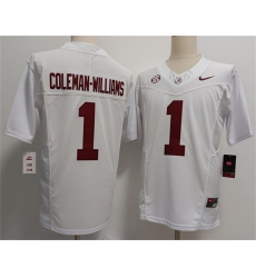Men's Alabama Crimson Tide #1 Ryan Alexander Coleman-Williams Jr White F.U.S.E 2026 Stitched Football Jersey