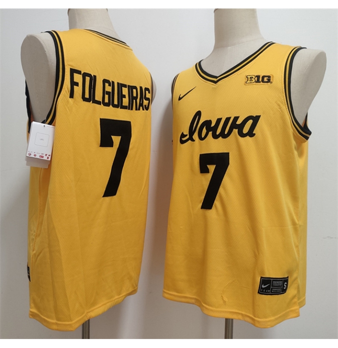 Men's Iowa Hawkeyes #7 Alvaro Folgueiras Yellow Stitched Jersey