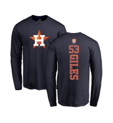 MLB Nike Houston Astros #53 Ken Giles Navy Blue Backer Long Sleeve T-Shirt