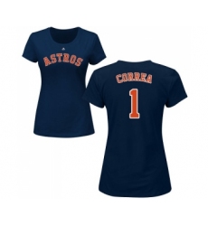 MLB Women's Nike Houston Astros #1 Carlos Correa Navy Blue Name & Number T-Shirt