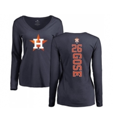 MLB Women's Nike Houston Astros #26 Anthony Gose Navy Blue Backer Long Sleeve T-Shirt