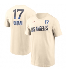 Men's Brooklyn Dodgers #17 Shohei Ohtani Cream 2024 City Connect Fuse Name & Number T-Shirt
