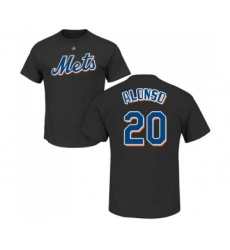 Baseball New York Mets #20 Pete Alonso Black Name & Number T-Shirt