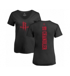 Basketball Women's Houston Rockets #19 Tyson Chandler Black One Color Backer Slim-Fit V-Neck T-Shirt