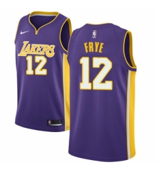 Men's Nike Los Angeles Lakers #12 Channing Frye Authentic Purple NBA Jersey - Icon Edition
