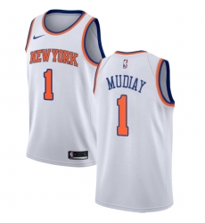 Women's Nike New York Knicks #1 Emmanuel Mudiay Authentic White NBA Jersey - Association Edition