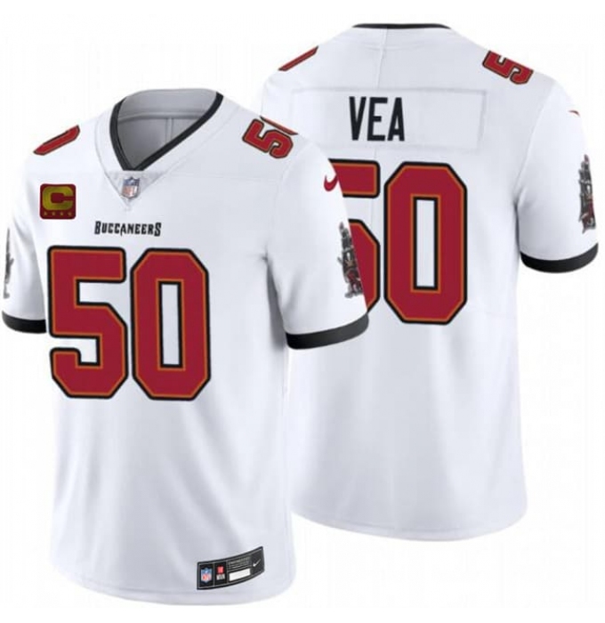 Men's Tampa Bay Buccaneers #50 Vita Vea White 2026 With 4-Star C Vapor Limited Football Stitched Jersey