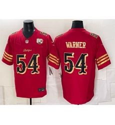 Men's San Francisco 49ers #54 Fred Warner Red Gold 80th Anniversary “Rivalries” 2026 F.U.S.E. Vapor Untouchable Limited Football Stitched Jersey
