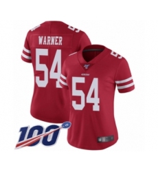 Women's San Francisco 49ers #54 Fred Warner Red Team Color Vapor Untouchable Limited Player 100th Season Football Jersey