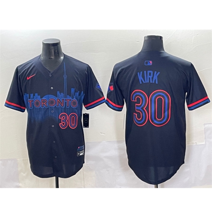Men's Toronto Blue Jays #30 Alejandro Kirk Navy 2024 City Connect Limited Stitched Baseball Jersey