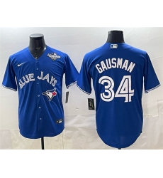 Men's Toronto Blue Jays #34 Kevin Gausman Royal 2025 World Series Cool Base Stitched Baseball Jersey