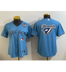 Women's Toronto Blue Jays Team Big Logo Blue 2025 World Series Cool Base Stitched Baseball Jersey(Run Small)