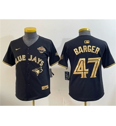Youth Toronto Blue Jays #47 Addison Barger Black Gold 2025 American League Champions Limited Stitched Jersey