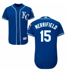 Men's Majestic Kansas City Royals #15 Whit Merrifield Royal Blue Alternate Flex Base Authentic Collection MLB Jersey