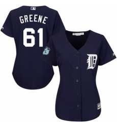 Women's Majestic Detroit Tigers #61 Shane Greene Replica Navy Blue Alternate Cool Base MLB Jersey