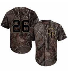 Youth Majestic Colorado Rockies #26 David Dahl Authentic Camo Realtree Collection Flex Base MLB Jersey