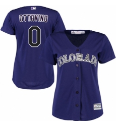 Women's Majestic Colorado Rockies #0 Adam Ottavino Authentic Purple Alternate 1 Cool Base MLB Jersey