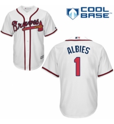 Men's Majestic Atlanta Braves #1 Ozzie Albies Replica White Home Cool Base MLB Jersey