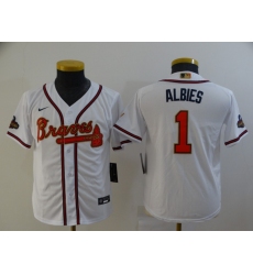 Youth Atlanta Braves #1 Ozzie Albies Nike White 2022 Gold Program Authentic Player Jersey