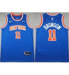 Men's New Yok Knicks #11 Jalen Brunson Blue Icon Edition Edition Stitched Basketball Jersey