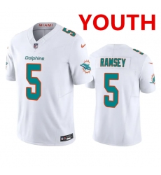 Youth Miami Dolphins #5 Jalen Ramsey White 2023 F.U.S.E Vapor Limited Stitched Football Jersey
